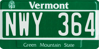 VT license plate NWY364