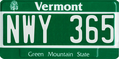 VT license plate NWY365