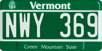 VT license plate NWY369