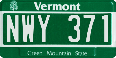 VT license plate NWY371