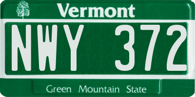 VT license plate NWY372