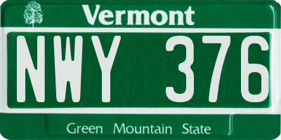 VT license plate NWY376