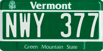 VT license plate NWY377