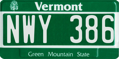 VT license plate NWY386