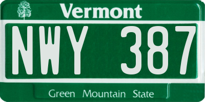 VT license plate NWY387