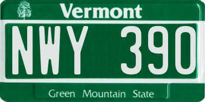 VT license plate NWY390