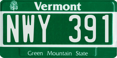 VT license plate NWY391