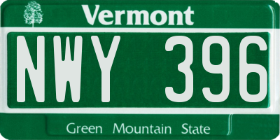 VT license plate NWY396