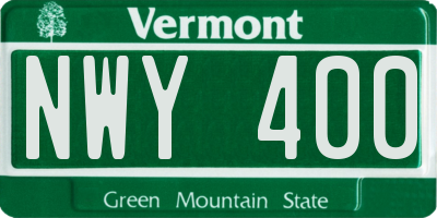 VT license plate NWY400