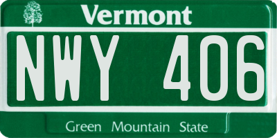 VT license plate NWY406