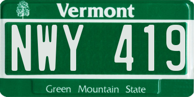 VT license plate NWY419