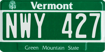 VT license plate NWY427