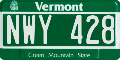 VT license plate NWY428