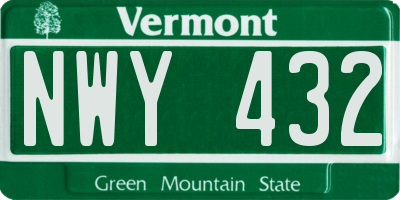 VT license plate NWY432