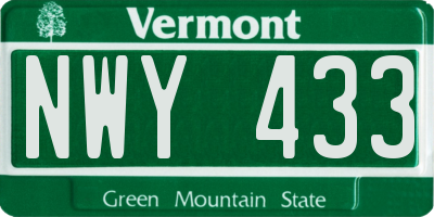 VT license plate NWY433