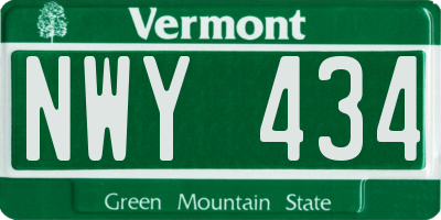 VT license plate NWY434