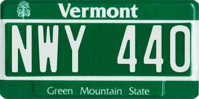 VT license plate NWY440