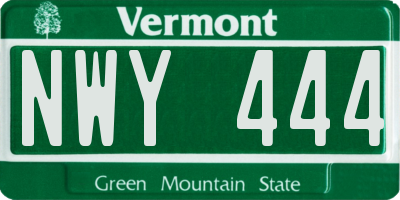 VT license plate NWY444