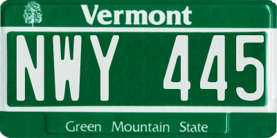 VT license plate NWY445