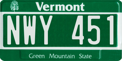 VT license plate NWY451