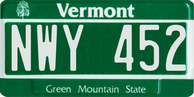 VT license plate NWY452