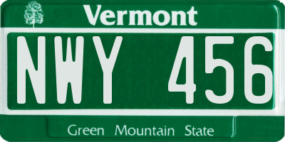 VT license plate NWY456
