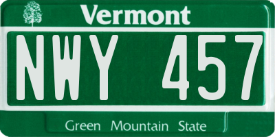 VT license plate NWY457