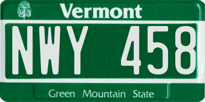 VT license plate NWY458