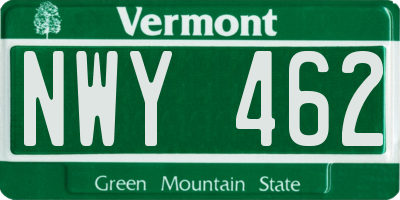 VT license plate NWY462