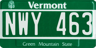 VT license plate NWY463