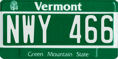 VT license plate NWY466