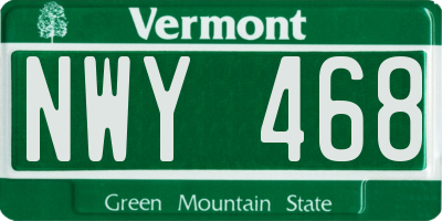 VT license plate NWY468