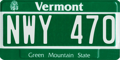 VT license plate NWY470
