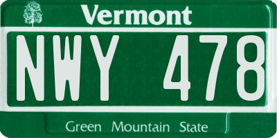 VT license plate NWY478