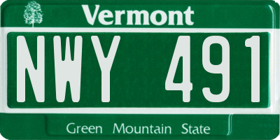 VT license plate NWY491