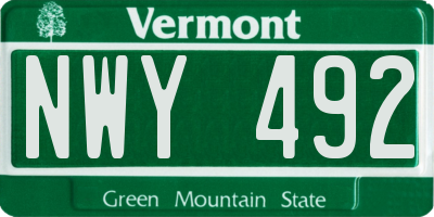 VT license plate NWY492