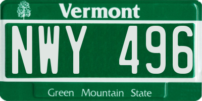 VT license plate NWY496