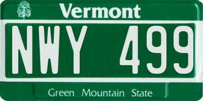 VT license plate NWY499