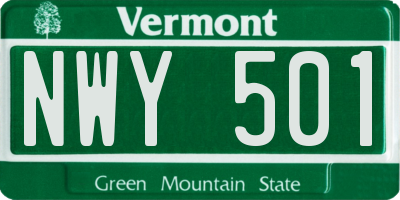 VT license plate NWY501