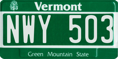 VT license plate NWY503
