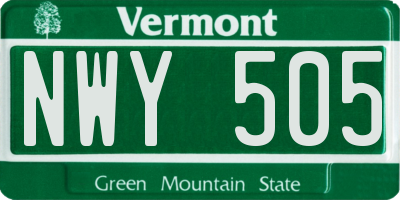 VT license plate NWY505