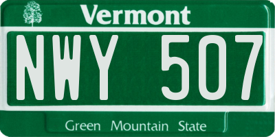 VT license plate NWY507