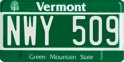VT license plate NWY509