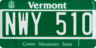 VT license plate NWY510