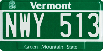 VT license plate NWY513