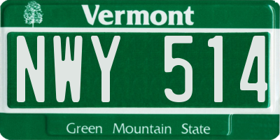 VT license plate NWY514