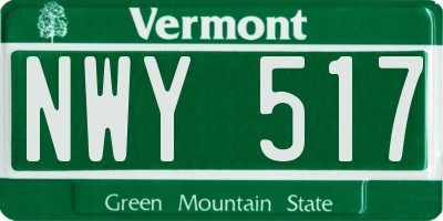 VT license plate NWY517