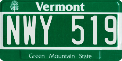 VT license plate NWY519