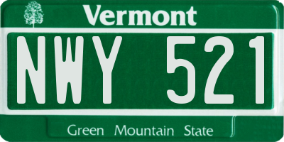 VT license plate NWY521