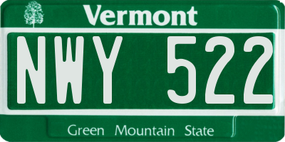 VT license plate NWY522